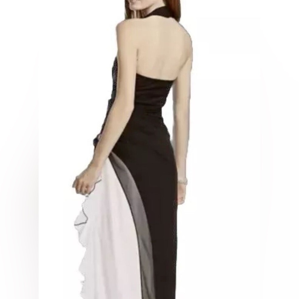 City Triangles Black and White Side Slit Halter Dress Size 13